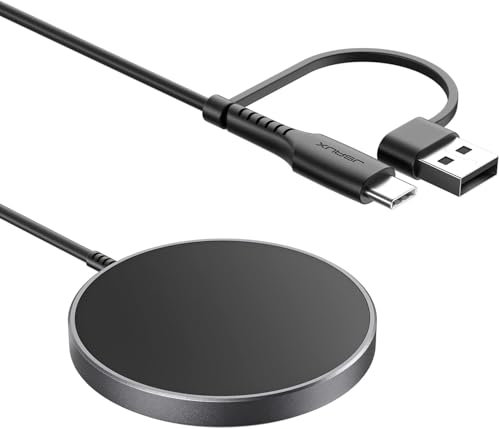 JSAUX MagSafe - Caricatore a induzione da 15 W, caricatore magnetico senza fili, compatibile con iPhone 15/15 Pro/15 Pro Max/ 15 Plus/14/14 Pro Max/13/12, caricatore rapido per iPhone con kickstand,