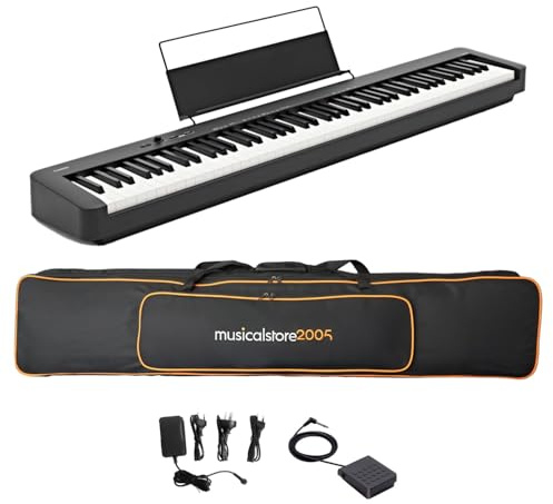 MusicalStore2005 Set Completo per Casio CDP-S110 Black - Piano Digitale 88 Tasti Pesati con Borsa Imbottita a Tracolla con logo MusicalStore2005 Ricamato, Alimentatore e Pedale