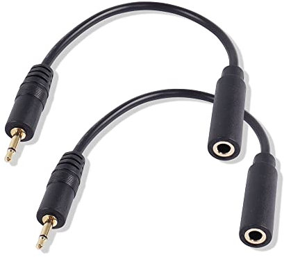 PNGKNYOCN Cable Corto de 2,5 mm a 3,5 mm, 2 Grupos de enchufes Mono de 2,5 mm a Cable de Audio de adaptadores Mono de 3,5 mm, Adecuado para Auriculares de teléfonos Inteligentes, etc. (16cm