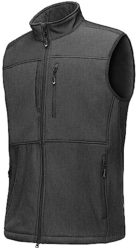 33,000ft - Gilet da uomo per attività all'aperto, impermeabile, in softshell, senza maniche, giacca termica, in pile, con zip completa, gilet in softshell, L