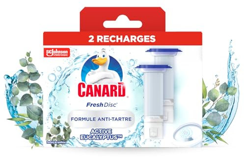 Canard Wc Fresh Disc Recharges Active Eucalyptus – Bloc Sans Cage Nettoyant WC – 2 Recharges