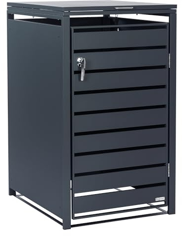 Zelsius Mülltonnenbox 1er Mülltonne | (B) 68 x (T) 80 x (H) 117 cm | Anthrazit RAL 7016 | inkl. Erweiterungsmöglichkeit | Mülltonnenverkleidung, 1 Tonne, Müllhaus, Aufbewahrungsbox
