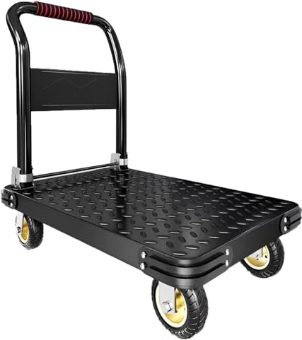 Platform Trucks Industrial Trolley 36X 24 inches Portable Moving Cart Large Flatbed with Wheels 2425 lb. Load Capacity (Black)