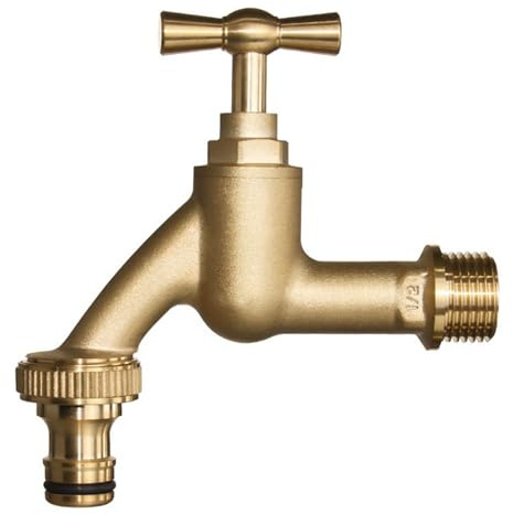 Außen Wasserhahn Winterfest Frostsicherer Außenwasserhahn G1/2 Single Kaltwasser Wasserhahn Wand,Gold