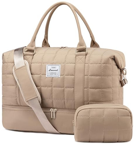 LOVEVOOK Groß Reisetasche Damen, Leicht Puffer Weekender Handgepäck Tasche Carry On Travel Bag mit Schuhfach & Nassfach, Kliniktasche Geburt Krankenhaustasche Sporttasche für Flugzeug Gym