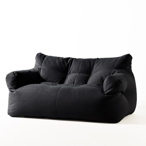 JNTFNE Sitzsack-Stuhl, Doppelsofa, faules Sofa, Freizeit, Schlafzimmer, Wohnzimmer, Balkon, modern, einfach (ohne Füllstoffe) (Farbe: Schwarz)