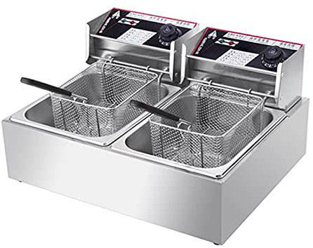 PGKTKCWH Freidora Industrial con cestas y Tapas de Acero Inoxidable, Temperatura Regulable, freidoras eléctricas de Gran Capacidad, fácil de Limpiar, para cocinar Alimentos en la Cocina.