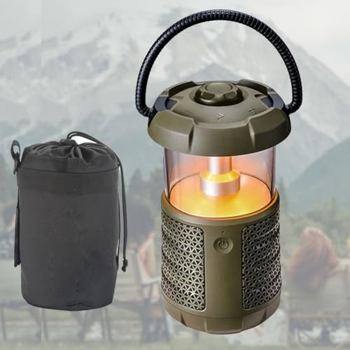 Portable Waterproof Bluetooth Speaker, Rechargeable Camping Light with Micro SD Card Slot for Camping, Shower, Pool, Beach and Bedroom, Cool Electronic Gadgets Gifts for Outdoor Men & Women, Black