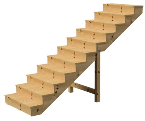 Scala esterna BERLIN, 11 gradini, Altezza 190cm, L 100cm, con alzate
