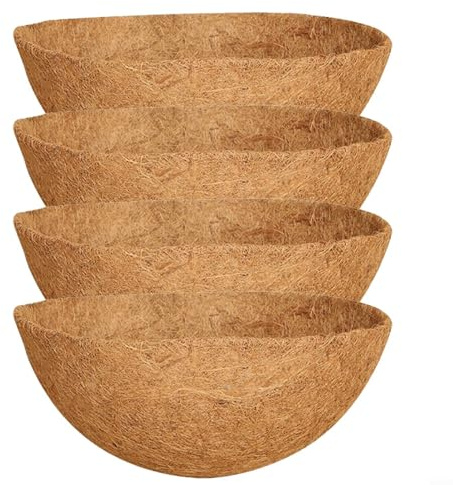 Allthingstore Lot de 4 doublures rondes en fibre de coco pour pots de fleurs de jardin, paniers suspendus d'intérieur et d'extérieur (40,6 cm)