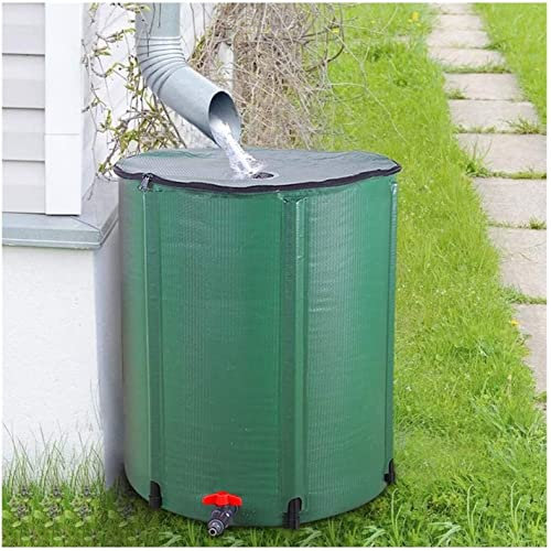 Barile pieghevole per pioggia con coperchio deviatore e rubinetto verde, capacità 250 l, salvaspazio, per giardini e patio