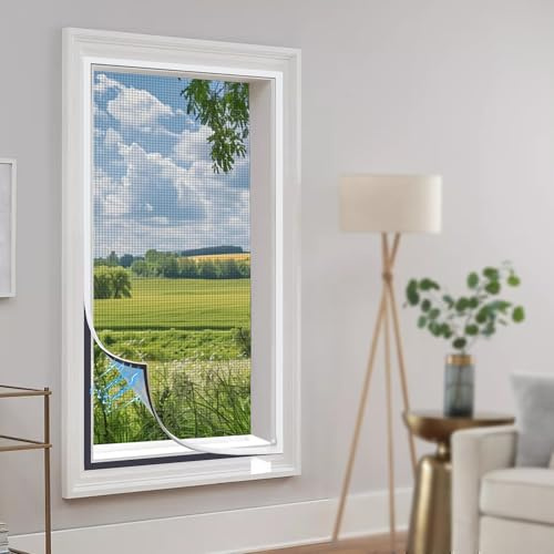 JIANFA Zanzariera magnetica regolabile per finestra tagliata per adattarsi a finestre di casa 150 x 120 cm, autoadesiva, in fibra di vetro, per zanzariera e zanzariera, adatta a qualsiasi dimensione