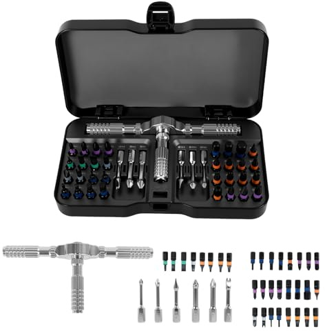 40 in 1 Magnetic Ratchet Screwdriver Set S2 Alloy Steel Magnetic Screwdriver Set Ratchet Screwdriver Kit Multi Ratchet Screwdriver for Computer, Eyeglass, Bicycles, Watch, Ring Doorbell, Furniture