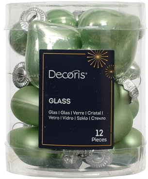 Kaemingk Christbaumschmuck Herzen Glas 4cm x 12 Stück - Glasherzen Christbaumkugeln Weihnachtskugeln Weihnachten - Weihnachtsbaumschmuck - Matchagrün