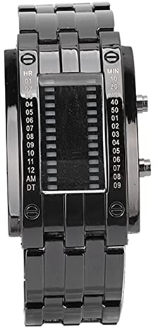 Glomora Watry Modion Fashion Exquisito Aleoy Men's LED Reloj con Modo de Tiempo Binario Muestra de horario Binario Sport Ejército de Pulsera de Pulsera (Color de Pistola para Hombres)