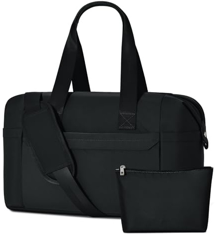 oscaurt Resväska buffer sportväska 24 l weekender dam vikbar handbagage blöjväska resa duffle bag med PVC våt väska gym väska, Nylon svart, Mittelgroß bis Groß, Utility
