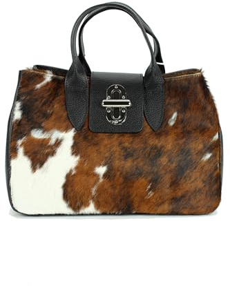 Belli Echt Leder Handtasche italienische Damen Ledertasche Umhängetasche Henkeltasche in Glattleder, Kroko oder Strauss (Strauß) Prägung - 36x25x18 cm (B x H x T)