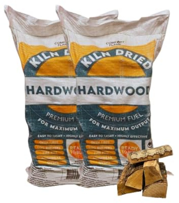 AMOS Kiln Dried Alder Hardwood Logs Boot Bag 60L – Ready to Burn Firewood for Open Fires, Log Burners, Fire Pits, Chimineas & Ovens – Premium Long Burning Low Smoke Logs (2 Bags - 120L)