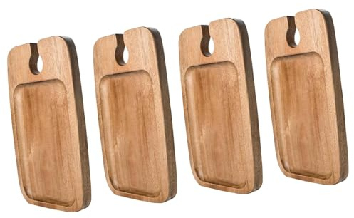 F Fityle Wine Appetizer Plate Serving Dishes Tray Platters with Wine Holder Wood Ornament Cheese Board for Hotel Restaurant Holiday, 4 Piece