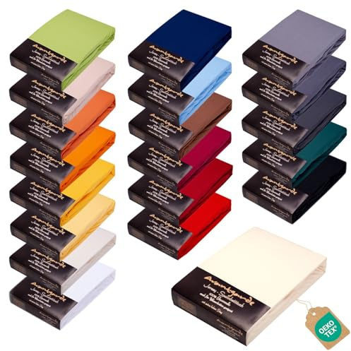 AVANTGARDE Premium Spannbettlaken - 140x200-160x220-40cm Steg - auch für Boxspringbett & Wasserbett - Spannbetttuch - sehr Gute ca.170g/m² - Bettlaken 100% Jersey Baumwolle, Oeko-TEX (02 Natur)