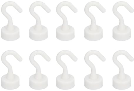 Generisch Magnethaken aus Kunststoff, 10 Stück Magnetische Haken, Mini Weiß Kleiderhaken Haken Halter für Küche Badezimmer Schlafzimmer Schlüsselhalter