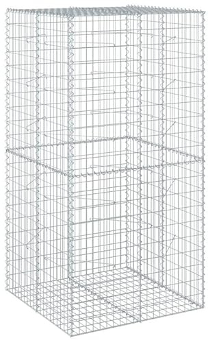 Eleganz Gabion avec couvercle - 100 x 100 x 200 cm - En fil de fer inoxydable - Grille stable pour l'entretien du jardin, les regards indiscrets et l'aménagement paysager - Résistant aux intempéries