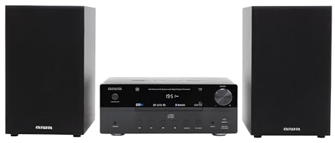AIWA MSBTU-550 Mini Sistema Hi-Fi Estéreo 50 W RMS con Bluetooth 5.0, CD/MP3, USB (reproducción y Carga), Radio FM-PLL, AUX RCA/3,5 mm, Hyperbass, DSP. Color Negro