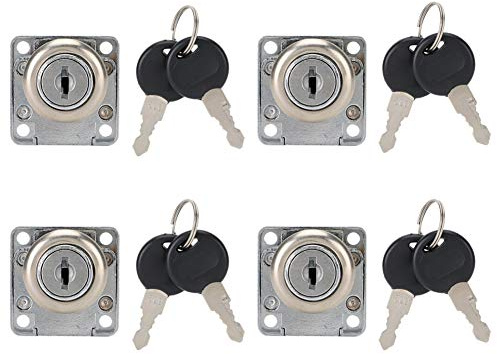 ERYUE Lucchetto per Cassetto Set di Accessori Chiave Durevole in Lega di Zinco per Scrivanie Armadi Portagioie Case [4 Corpo Serratura, 8 chiavi] Tavolo da Ufficio Cassettiera Cassetta delle Lettere