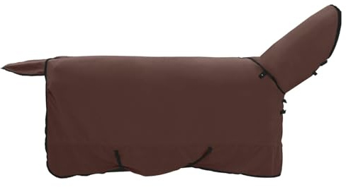Hästfilt helt mörkbrun 155 cm polyester vattentät andas vindtät med foder för stallvide utomhus övergång vinterskydd