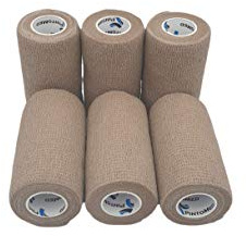 PintoMed - 6 hudfärg Sammanhängande Bandage Sträckt 6 rullar x 10 cm x 4,5 m Självhäftande flexibla bandage, professionell kvalitet, första hjälpen sportbandband - 6-pack