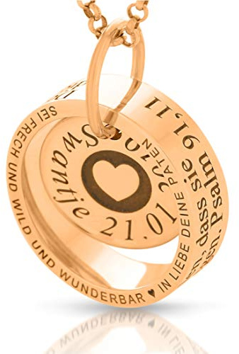 Taufring Kette rosegold Gravur Namenskette Taufe Taufkette Taufspruch Kommunion Kette Baby Taufschmuck Mädchen Junge Geschenk Psalm Kinderkette personalisiert | HANDMADE IN GERMANY