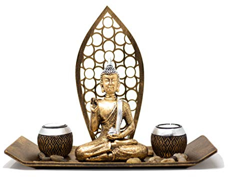 Set de decoración de Buda con 2 portavelas, figura de Buda para meditación, relajación o regalo