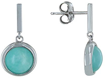 LES POULETTES BIJOUX - Rhodium 925 Silber Ohrringe Barren und Halbe Perle aus Amazonit