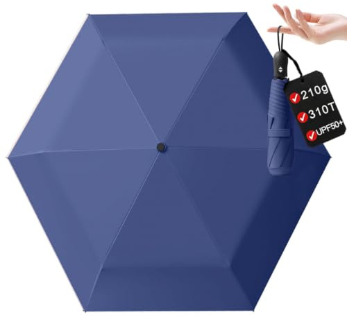 SWEETIME 210G UV-Schutz (50) Kompakter Mini-Regenschirm Sturmfest mit Auf-Zu-Automatik,Taschenschirm,ultraleicht Transportabel Schirm,kleiner Stabiler Faltbarer SchirmTasche,Teflonbeschichtung