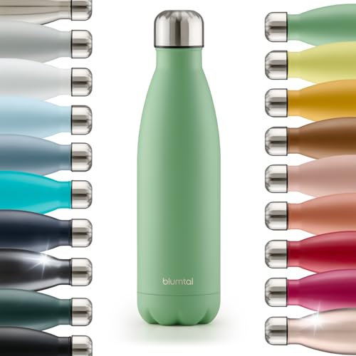 Blumtal® Botella termica Charles - botella termica 1 litro sin BPA - botella agua acero inoxidable - botellas de agua acero inoxidable aislada - botella agua termica - termo agua - summer green/verde