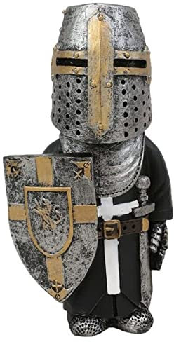 Knight Statues Ornaments,Knight Gnome Guard Garden Sculpture,Renaissance Medieval Knight of The Cross Crusader Figurine,Waterproof Resin Ornament for Yard Lawn Garden Decorations (Standing Swordsman)