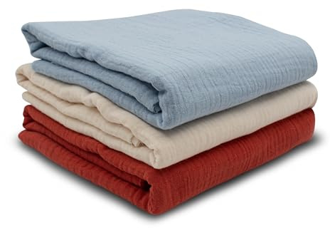 VmG-Store 3x Musselin Set je 0,5m x 1,35m Double Gauze Stoff 100% Baumwollstoff Tex Standard 100 (Set16, 3er Set je 0,5m)