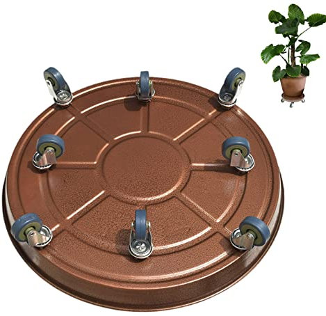 ZYFA Pflanzenroller rund Transportroller mit Rollen Pflanzen Rollbrett Blumentopf Blumenroller Untersetzer Kübelroller für Außenbereich, Innenbereich,Tragkraft 200 kg (Color : Brown)