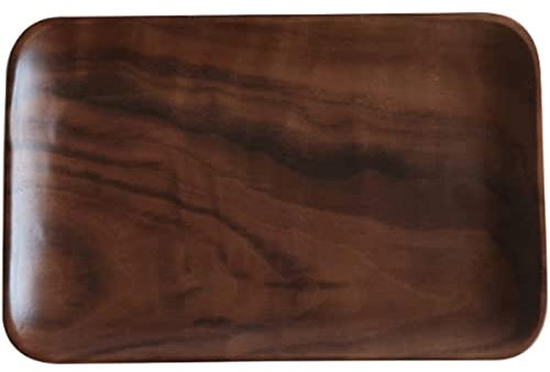 ABGRC Platos Llanos Plato de Cena Multifuncional, Plato de Ensalada de Madera Rectangular Cuadrado, Plato de Postre Fino Hecho a Mano anticaída y Duradero Apilable