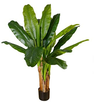 Künstliche Bonsai Bananen Staude mit 18 Blätter 3 Stämme Höhe ca. 110cm von bambussi