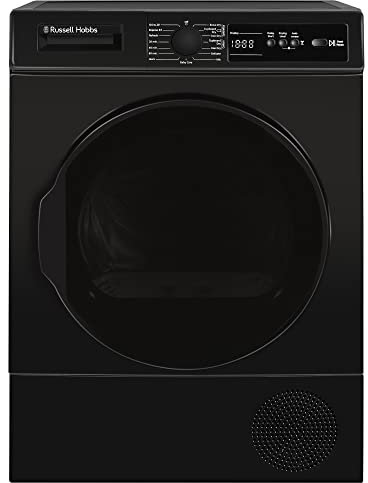 Russell Hobbs, Freestanding Electric Heat Pump Condenser Tumble Dryer, 9KG Capacity 15 Programmes 3 Heat Settings LED Display Anti-crease Child Lock Black Clothes Dryer RH9HPTD111B