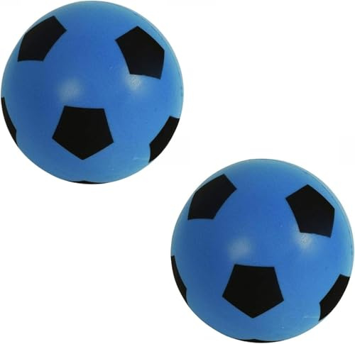 HTI Fun Sport Foam Footballs | Indoor/Outdoor Soft Sponge Foam Soccer Ball | Play Many Games For Hours Of Fun | Suitable For All Ages (19.4cm, 2Pk Blue)