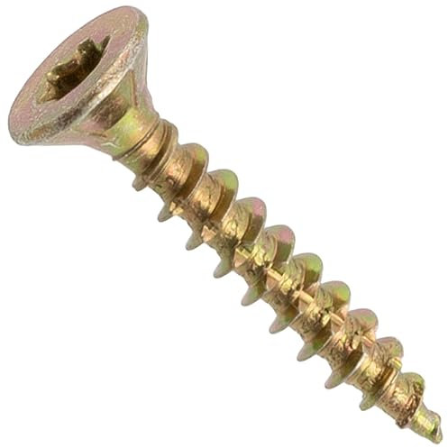 AERZETIX - C69089 - Lot de 100 Vis à bois Ø4x25 mm à tête fraisée - à empreinte étoile Т20 - en acier zingué - menuiserie contreplaqué aggloméré mélaminé terrasse panneaux chevrons bastaings