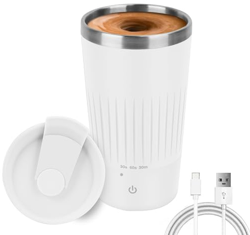 Beyoung Auto Stirring Cup, 14oz Automatic Magnetic Self Stirring Coffee Cup With 3 Mixing Function, Travel Tumbler Car Cup For Milk Chocolate Mocha,Creamy white (creamy-white)