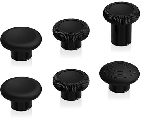 eXtremeRate 6 in 1 Metal Replacement Thumbsticks for Xbox Elite Series 2 Controller, Metallic Black Swappable Magnetic Analog Stick Joystick Caps for Xbox Elite 2 Core Controller (Model 1797)