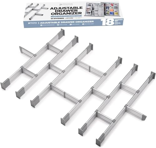 PRACTICAL COMFORT Schubladen-Organizer mit Aluminium-Trennelementen, 18-tlg