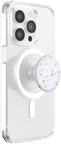 PopSockets: PopGrip för MagSafe – expanderande telefonstativ och grepp med en utbytbar topp för smartphones och fodral, adapterring ingår, trådlös laddning kompatibel – Circus Regrind Coco Crème