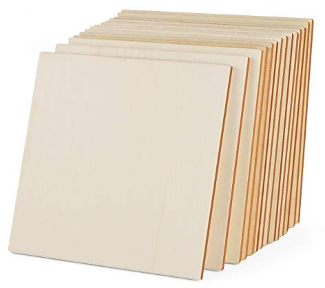 12,7 x 12,7 x 3cm Natural Wooden Square for Woodcraft,50Pcs Unfinished Plain Wood Pieces,Blank Wood Slices for DIY Projects Home Painting Staining Unfinished Wood Cup Coasters Laser Engraving Carving