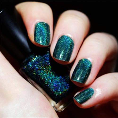 Glitter Nail Polish, Holographic Nail Varnish, Diamond Glitter Quick Dry Nail Polish No UV Lamp Curing, Long Lasting, Chip Resistant, Non-Toxic, Quick Drying, Salon Manicure, At Home Manicure (LS-15)