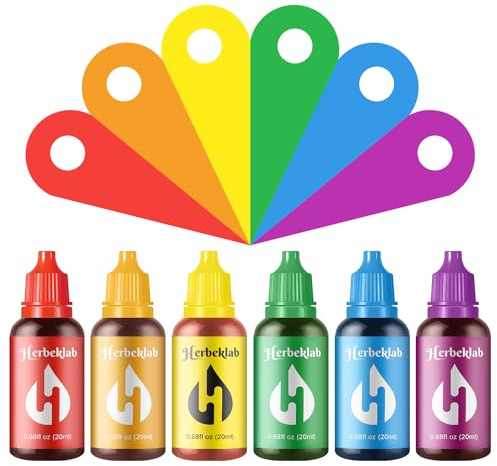 Food Coloring Liquid - 6 Colors x 20 ml Water-Based Concentrated Food Dye for Slime, Baking, Icing, Cake Decorating & Easter Eggs